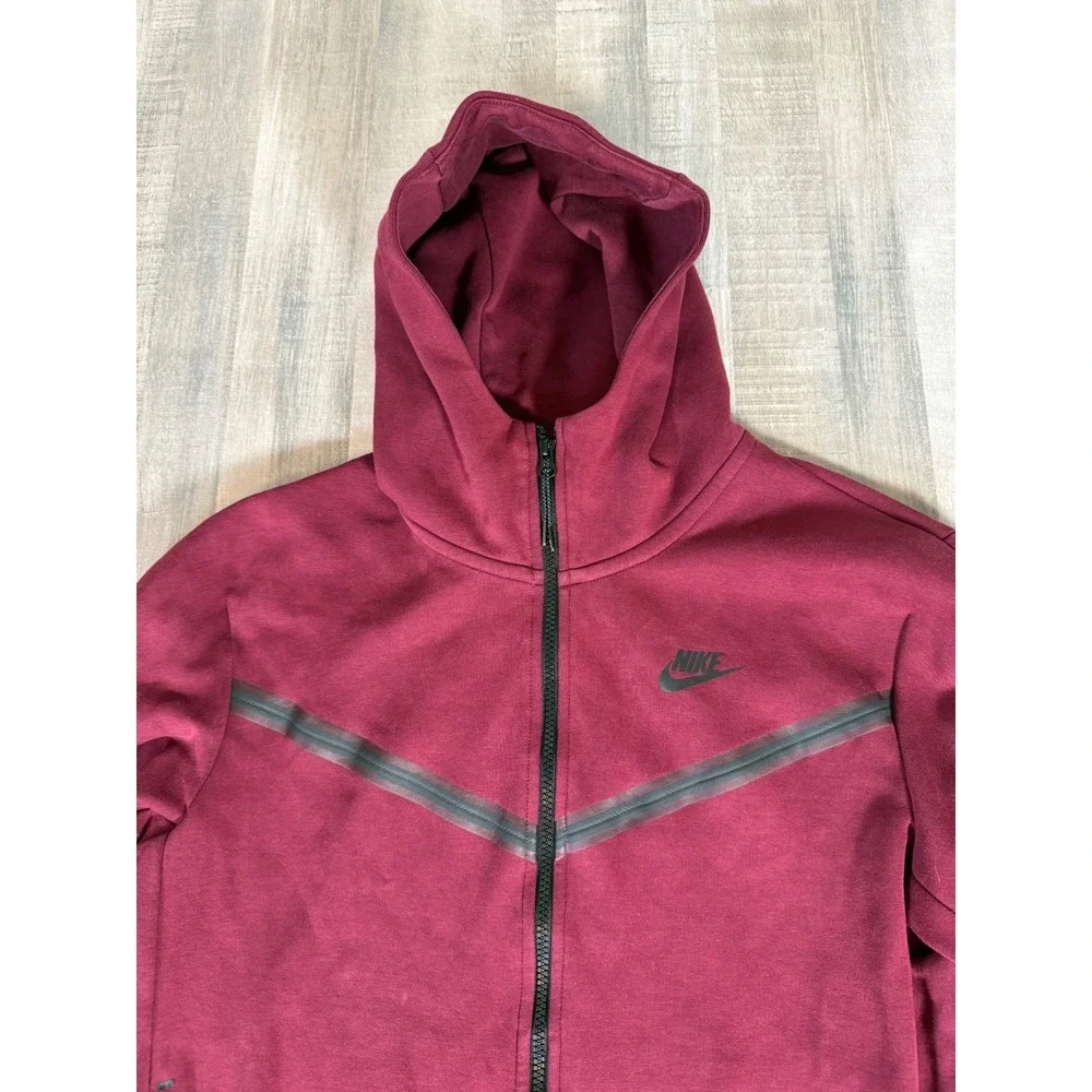 Nike Tech Fleece Full Zip Hoodie Jacket Burgundy Maroon CU4489-638 Mens Medium
